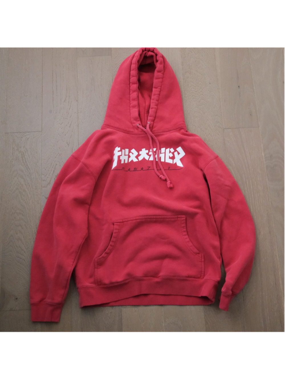 Men's Thrasher Godzilla Katakana Logo Logo Hoodie Sweatshirt Red White Size M